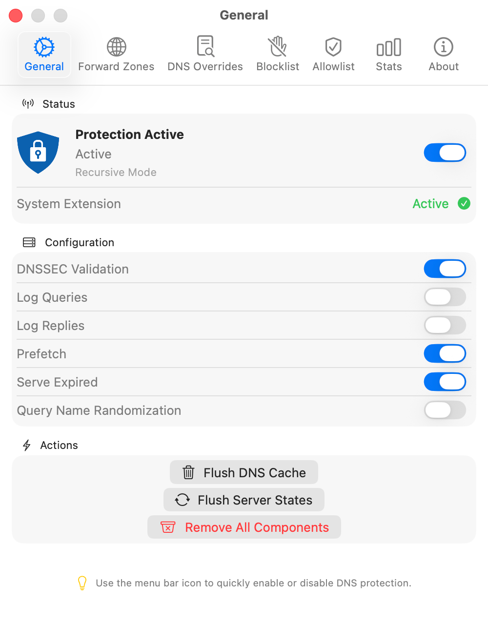 MacDNS General Settings Tab